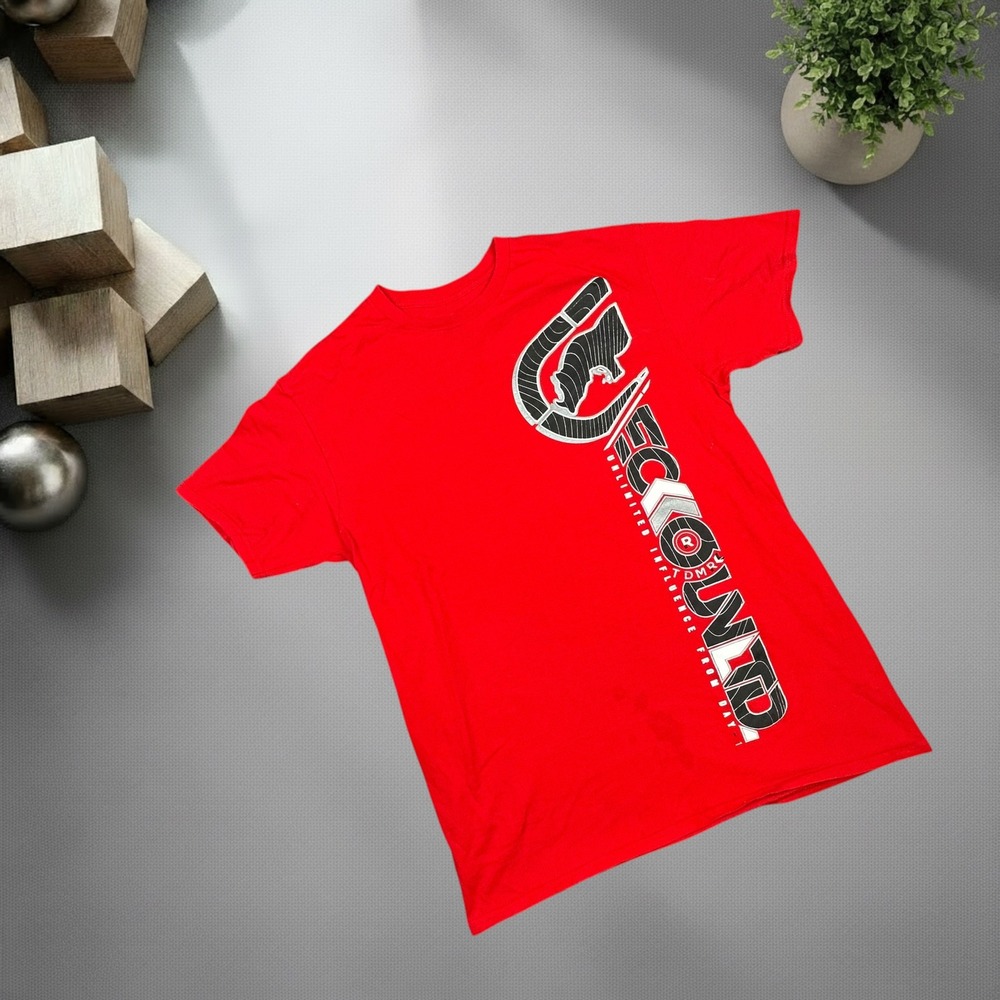 Ecko Unltd Graphic Tee Red Mens‎ Medium Y2K Rhino Logo Streetwear Skater T-Shirt